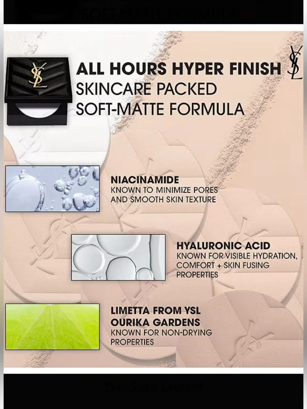 YSL All Hours Hyper Finish Hyaluronic Acid Infused Matte Powder in Shade 01